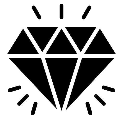 Black geometric diamond shape with white lines on a white background