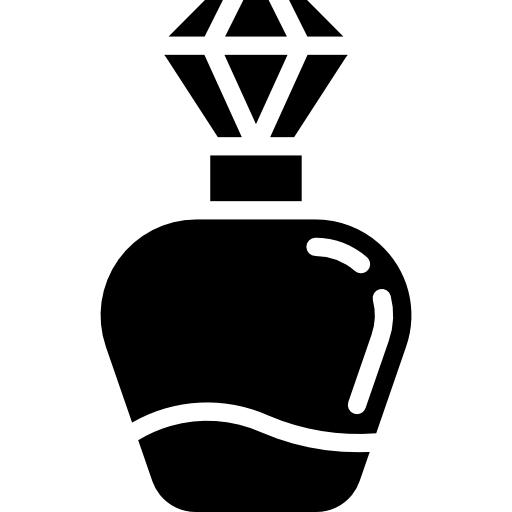 Black perfume icon with a diamond on top on a white background